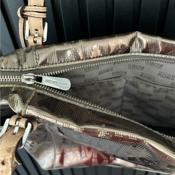 Michael Kors Bag Womens Signature Jet Set Sliver Monogram Shoulder Logo Tote - Picture 7 of 9